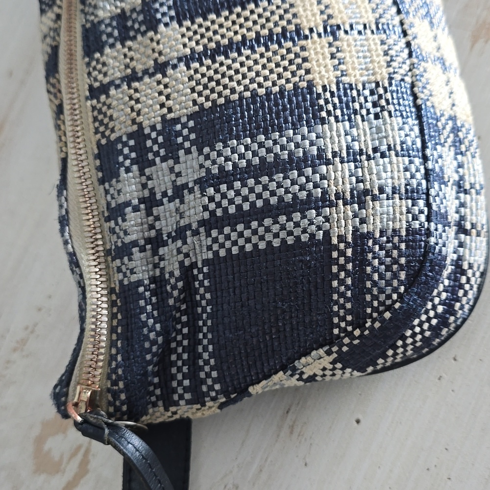 Clare V Plaid Fanny Pack In Navy/Cream - Picture 3 of 13
